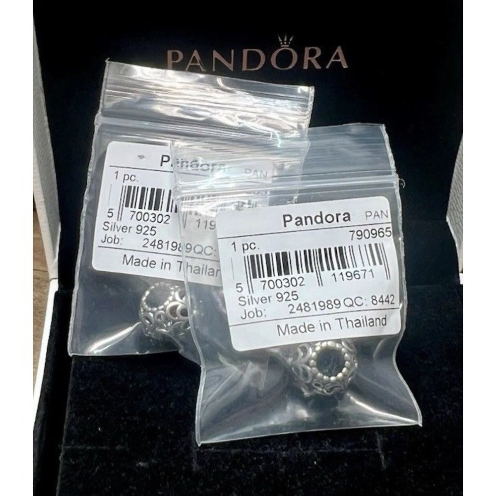 (x2) Pandora Sterling Silver Picking Daises Openwork Charm 790965 - Retired